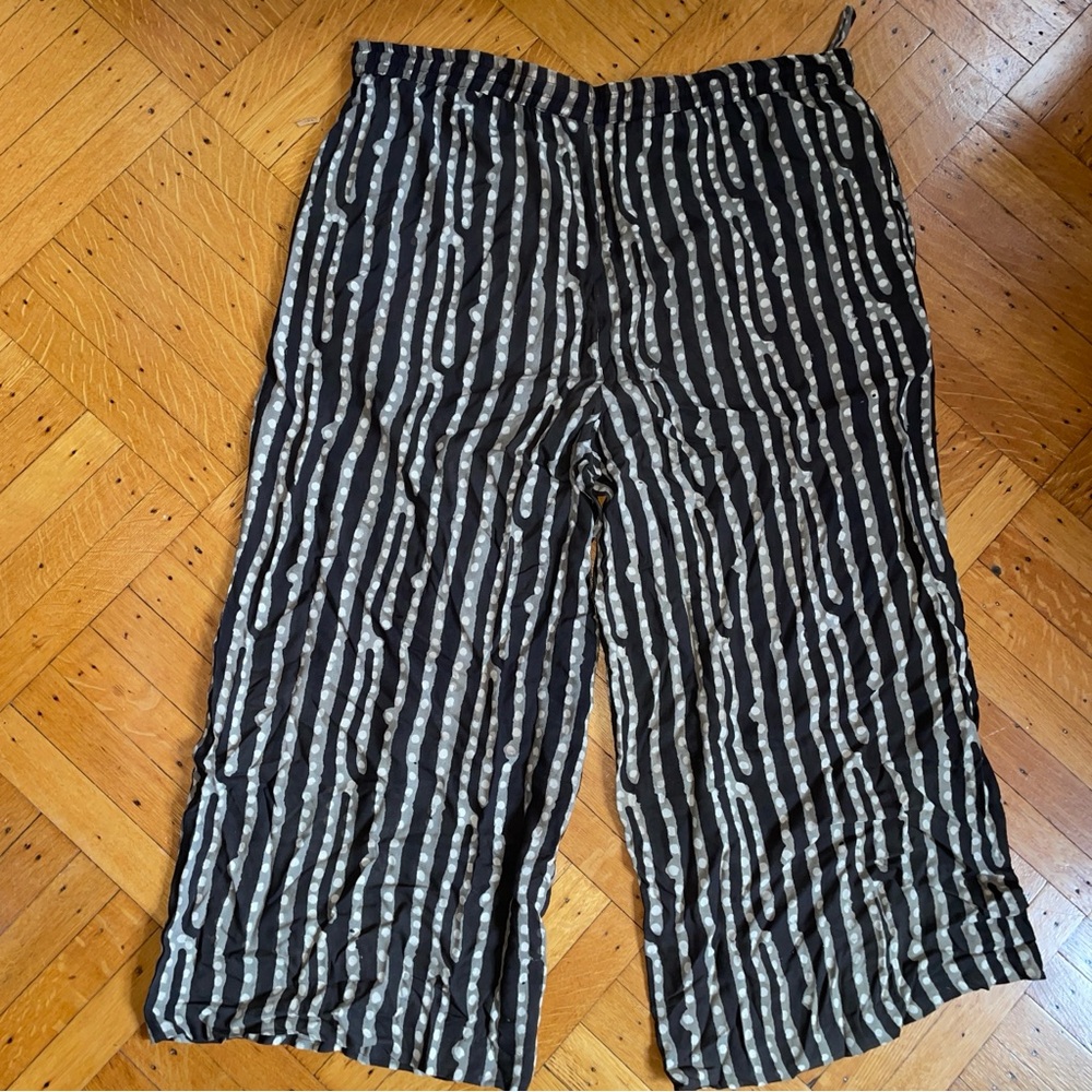 Orvis Brown And Tan Striped Drawstring aStraight Leg Pants XL